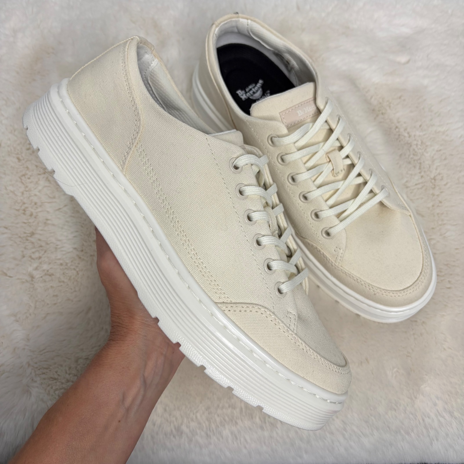 Dr. Martens Brookline 6 Eye Canvas Platform Sneakers Beige Us Women 10 Men 9 New